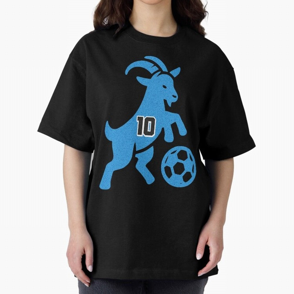 GOAT 10 Football Oversized T-Shirt Celebrate Golden Goal Energy in Global Football Passion for FIFA World Cup 2026 Group Stage, Filled with Messi and Cristiano Ronaldo, Argentina, France and Brazil, Tournament Hype, Historic Matchups, Family