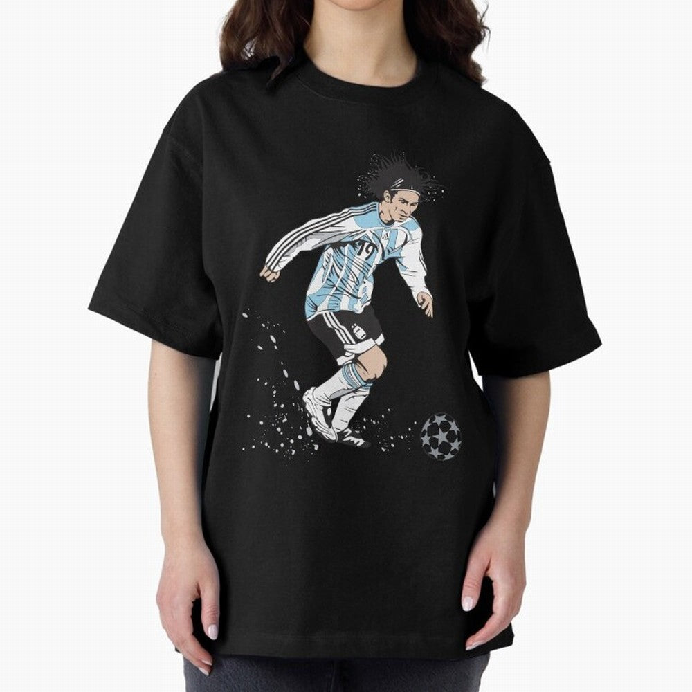 Lionel Messi runner Oversized T-Shirt Create Match Day Hype around FIFA World Cup 2026, Messi and Cristiano Ronaldo, France and Portugal, Tournament Hype, Historic Matchups, Family Viewing Parties and Global Sports Pride; Ideal for Fans Who Follow