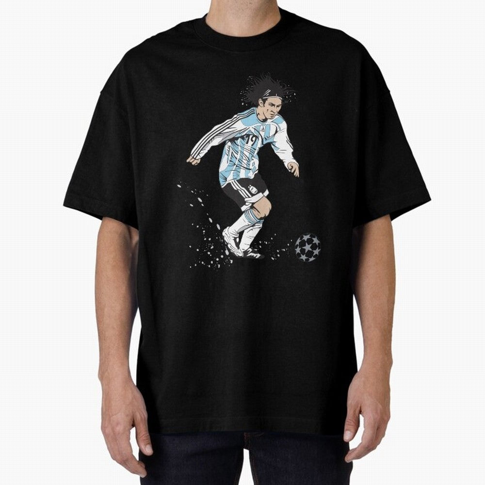 Lionel Messi runner Oversized T-Shirt Create Match Day Hype around FIFA World Cup 2026, Messi and Cristiano Ronaldo, France and Portugal, Tournament Hype, Historic Matchups, Family Viewing Parties and Global Sports Pride; Ideal for Fans Who Follow