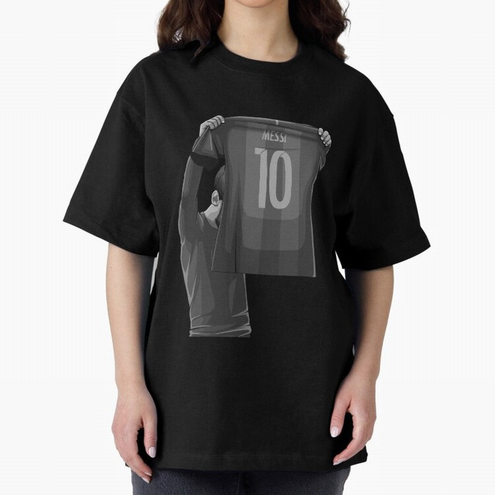 Lionel Messi Black and White Version Oversized T-Shirt Celebrate Rivalries and Pride in FIFA World Cup 2026 USA Canada Mexico Spirit, Connected to England, France and Netherlands, Mbappe, Football Passion, Legendary Performances, Festival Vibes and
