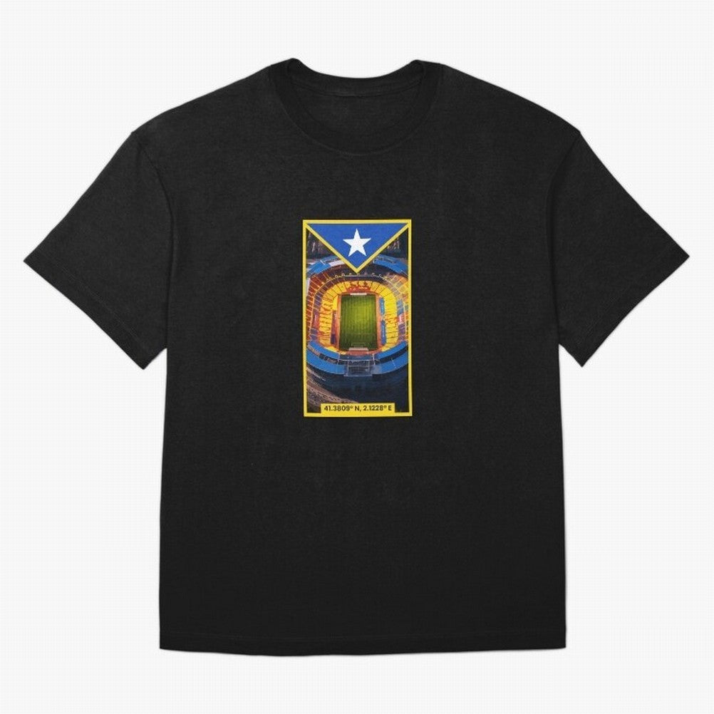 Barcelona Stadium Coordinates Graphic Essential T-Shirt Make Your Look Match Global Football Passion for FIFA World Cup 2026 Group Stage, Built around Messi, England, France and Netherlands, Soccer Culture, Superstar Moments, National Team Dreams
