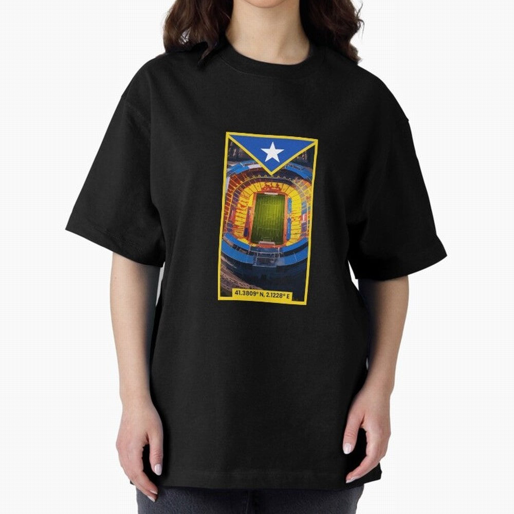 Barcelona Stadium Coordinates Graphic Essential T-Shirt Make Your Look Match Global Football Passion for FIFA World Cup 2026 Group Stage, Built around Messi, England, France and Netherlands, Soccer Culture, Superstar Moments, National Team Dreams