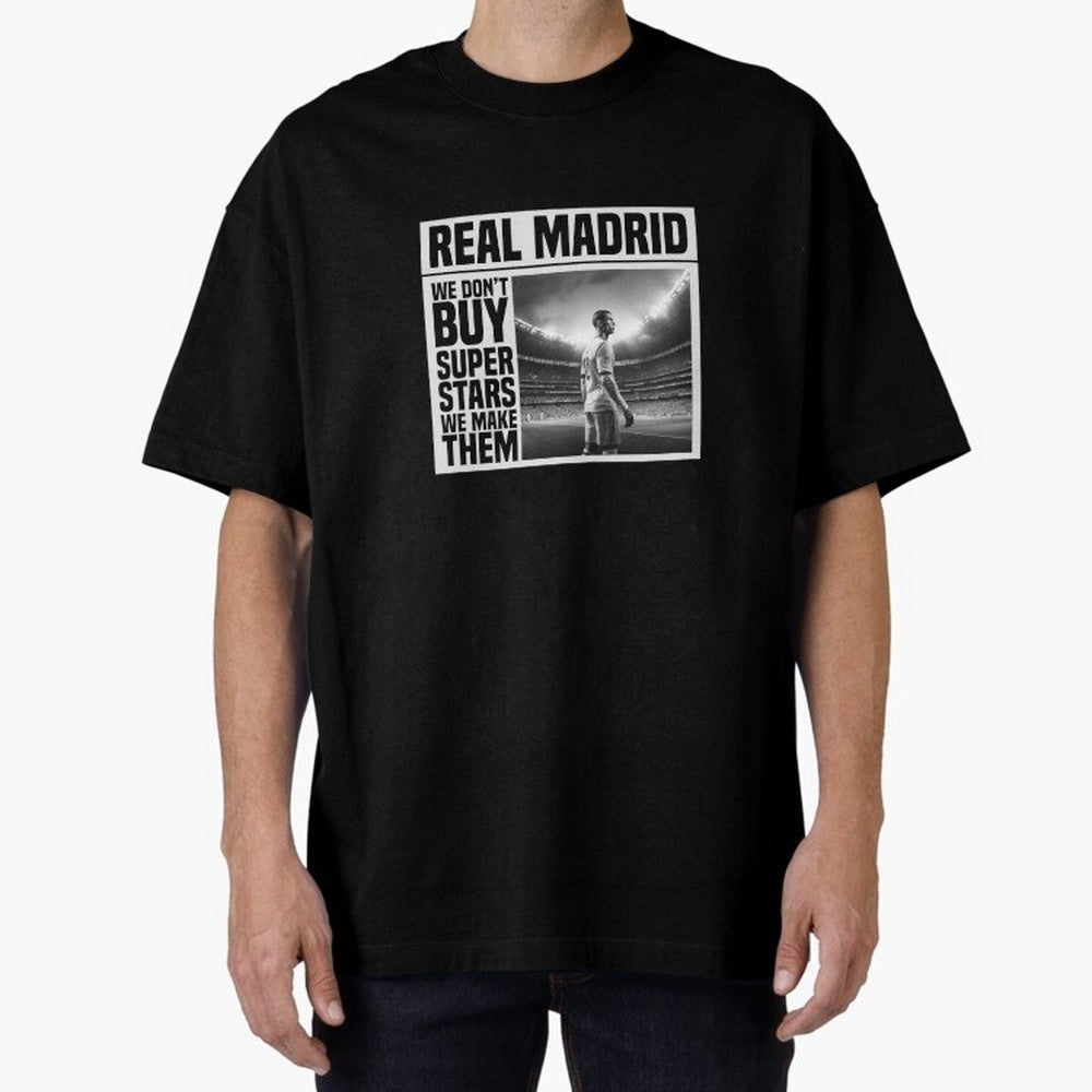 Real Madrid Makes Superstars Essential T-Shirt Join Global Football Passion for FIFA World Cup 2026 USA Canada Mexico, Filled with Mbappe and Neymar, Spain, Goal Celebration Energy, Supporter Heritage, Football Icons and Worldwide Tournament Joy;