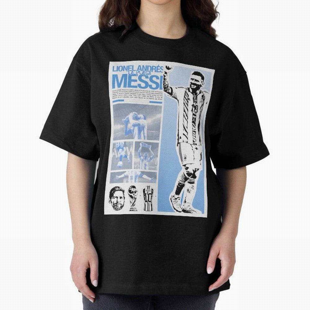 The Flea Lionel Messi Oversized T-Shirt Bring Stadium Energy to FIFA World Cup 2026 Highlighting Messi, Brazil, Portugal and Argentina Energy, Championship Spirit, Famous Goals, Roaring Crowds and International Football Unity; Ideal for Passionate