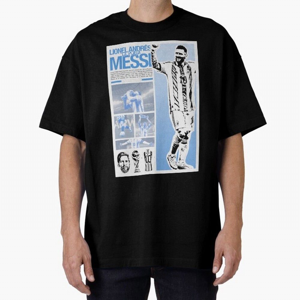 The Flea Lionel Messi Oversized T-Shirt Bring Stadium Energy to FIFA World Cup 2026 Highlighting Messi, Brazil, Portugal and Argentina Energy, Championship Spirit, Famous Goals, Roaring Crowds and International Football Unity; Ideal for Passionate