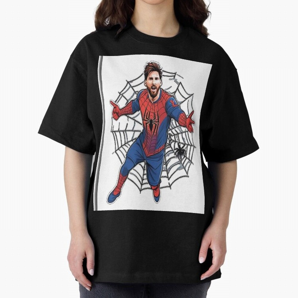 Lionel Messi Spider Oversized T-Shirt Create FIFA World Cup 2026 for Fans of Neymar and Germany, Bringing Vintage Soccer Flavor, Modern Football Stars, National Flags and Final Night Emotion; Ideal for Football Dads, Football Moms, Friends,