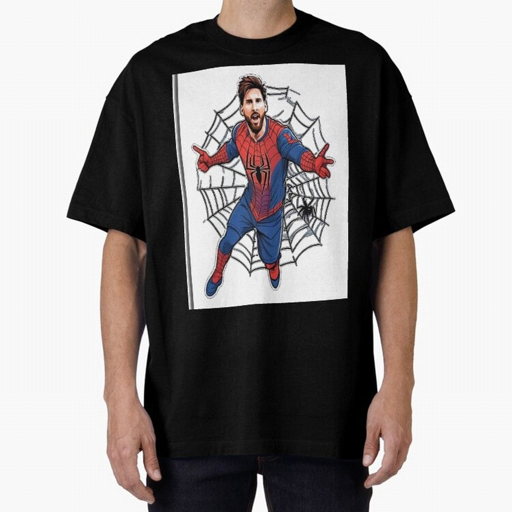 Lionel Messi Spider Oversized T-Shirt Create FIFA World Cup 2026 for Fans of Neymar and Germany, Bringing Vintage Soccer Flavor, Modern Football Stars, National Flags and Final Night Emotion; Ideal for Football Dads, Football Moms, Friends,