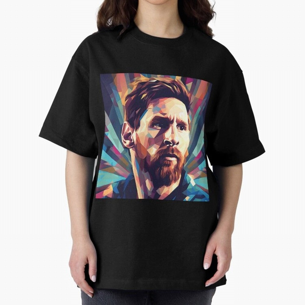 Lionel Messi Portrait Abstract Digital Art, Football Player Classic T-Shirt Honor Champions and Dreams in FIFA World Cup 2026 USA Canada Mexico Built around Mbappe and Neymar, Germany Energy, Vintage Soccer Flavor, Modern Football Stars, National