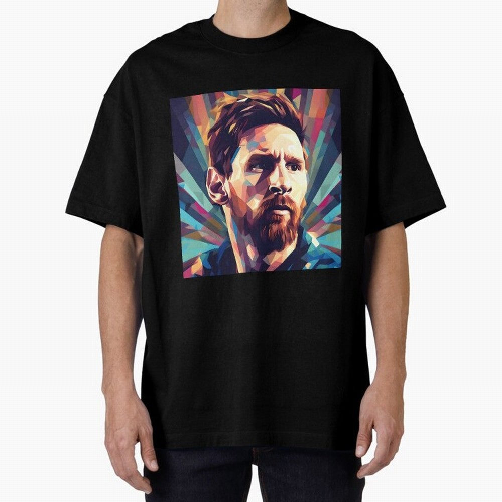 Lionel Messi Portrait Abstract Digital Art, Football Player Classic T-Shirt Honor Champions and Dreams in FIFA World Cup 2026 USA Canada Mexico Built around Mbappe and Neymar, Germany Energy, Vintage Soccer Flavor, Modern Football Stars, National