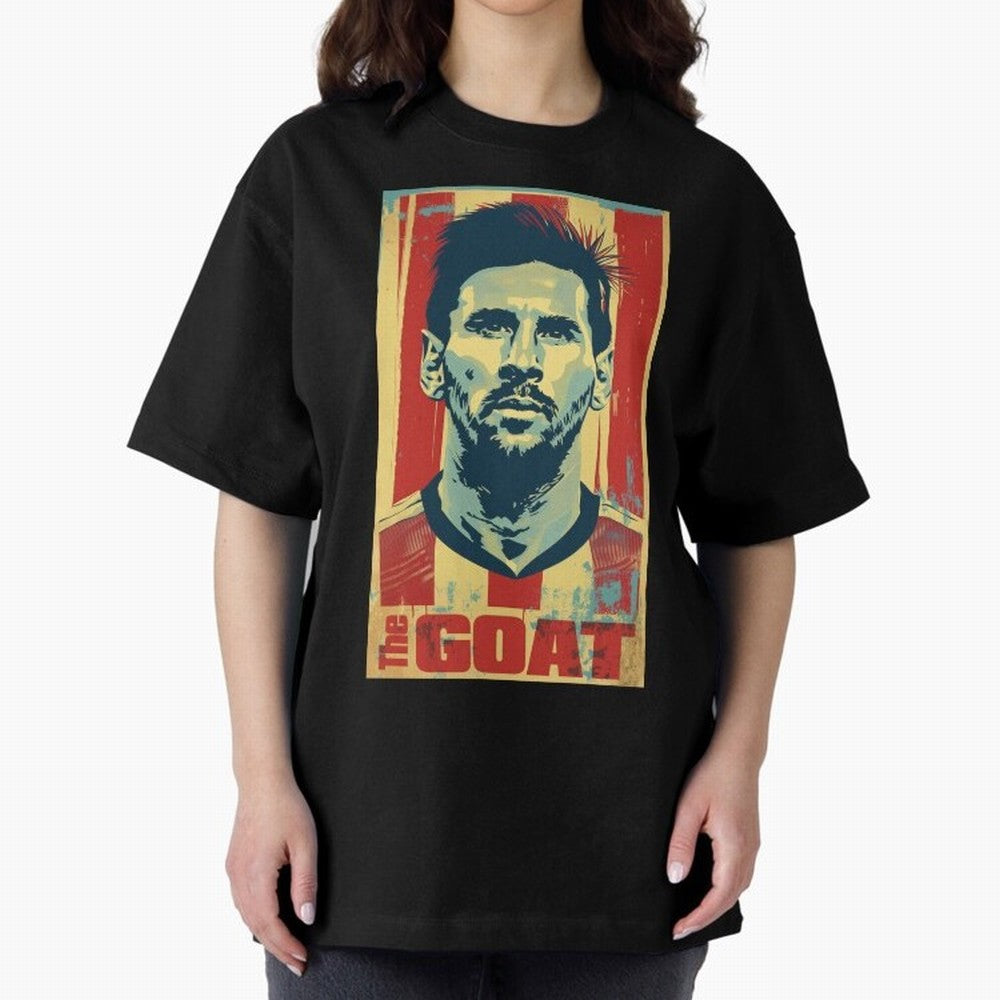 Messi The GOAT Graphic poster design Premium T-Shirt Wear the Spirit of Global Football Passion for FIFA World Cup 2026 USA Canada Mexico, Celebrating Messi, Neymar and Mbappe, Brazil, Sports Nostalgia, International Competition, Famous Players and