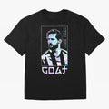 Lionel Messi Holographic Style Portrait art illustration Premium T-Shirt Showcase FIFA World Cup 2026 USA Canada Mexico Spirit, Centered on Portugal, Spain and Germany, CR7 and Messi, Worldwide Fan Energy, Dramatic Goals, Stadium Lights and