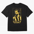 Lionel Messi Golden Style Portrait art illustration Premium T-Shirt Support Your Favorite Stars during FIFA World Cup 2026 Highlighting Cristiano Ronaldo, England, France and Netherlands Energy, Football Passion, Legendary Performances, Festival