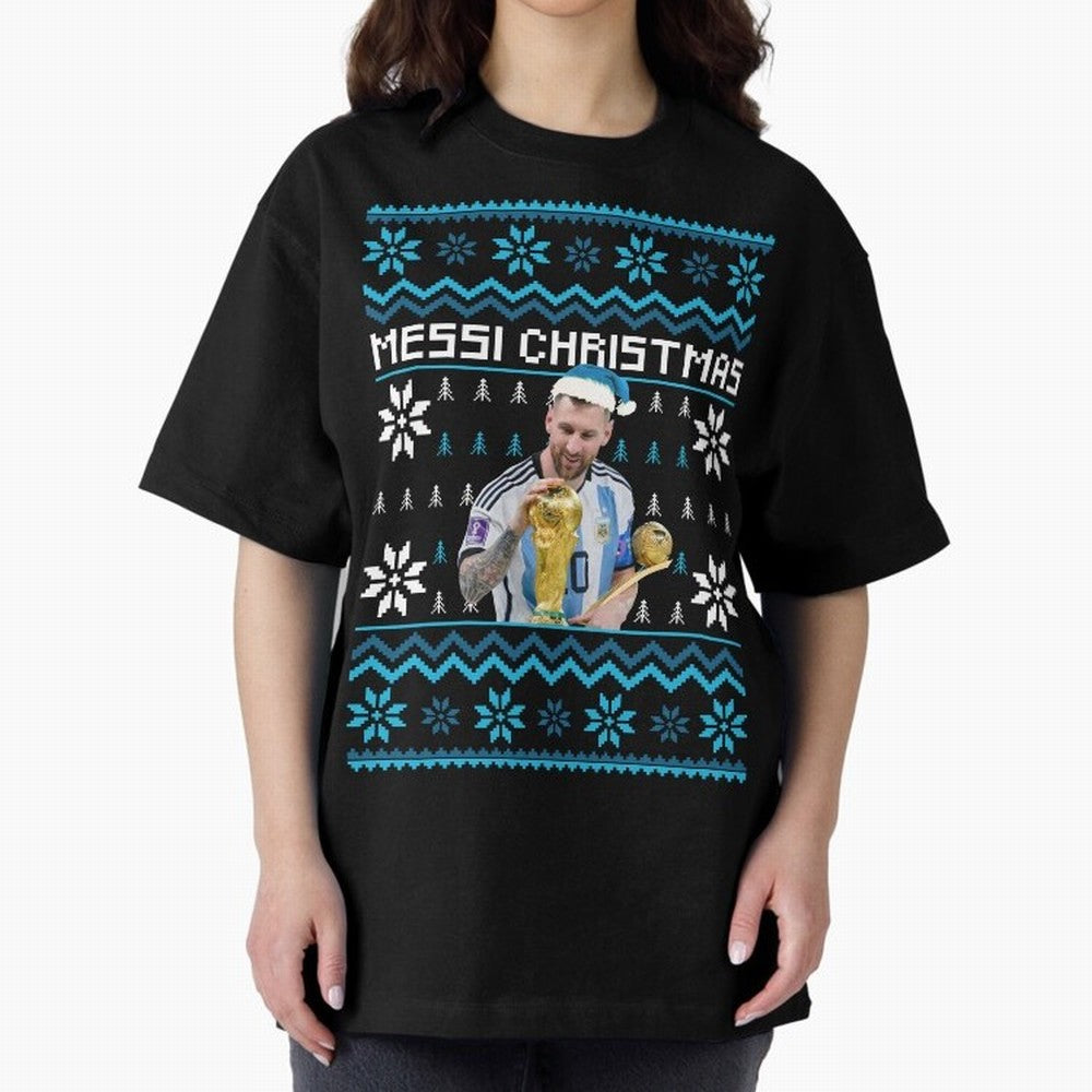 Leo Messi Christmas Ugly Sweater Design Classic T-Shirt Show Your Stadium Side during the FIFA World Cup 2026 USA Canada Mexico Journey through Messi Highlights, Argentina Pride, Game Day Rituals, Football Legends, Country Pride and the Road to the