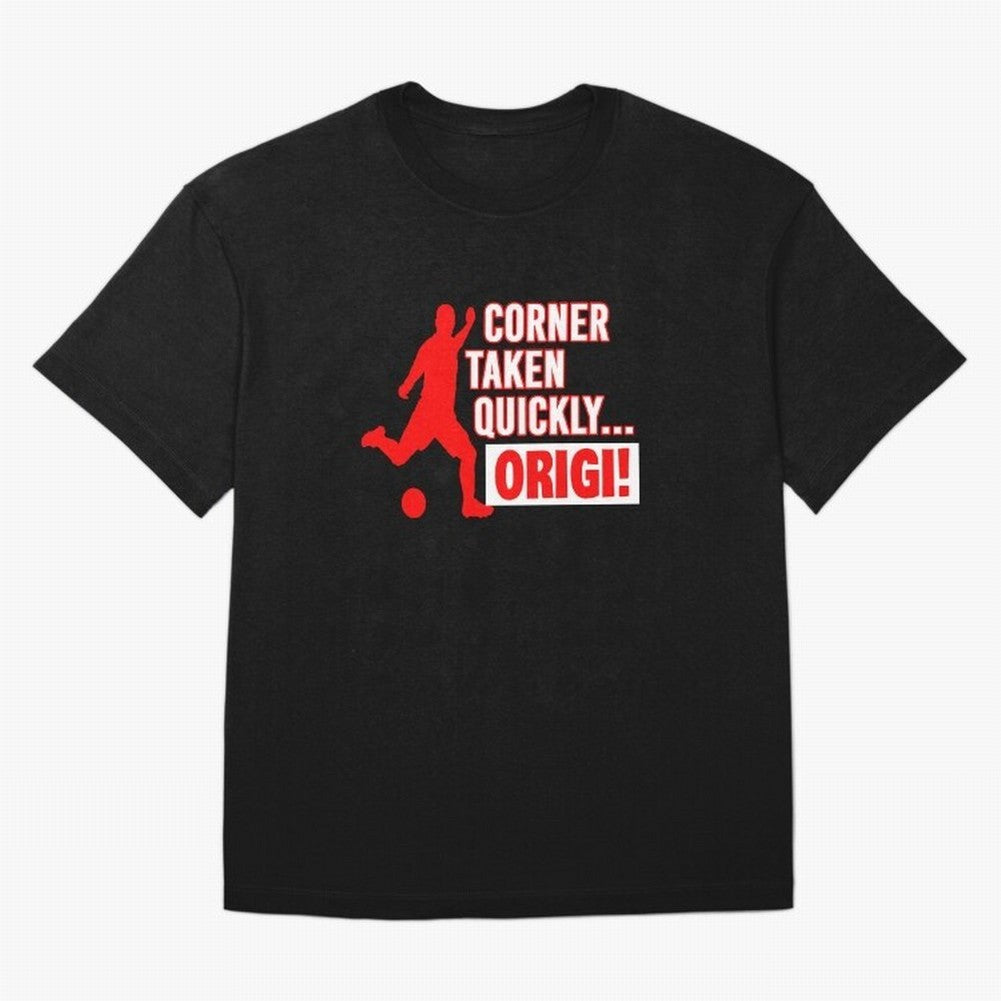 Corner Taken Quickly Origi (Red) Essential T-Shirt Build FIFA World Cup 2026 Group Stage Inspired by Messi, Neymar and Mbappe, Netherlands Energy, Vintage Soccer Flavor, Modern Football Stars, National Flags and Final Night Emotion; Ideal for Fans