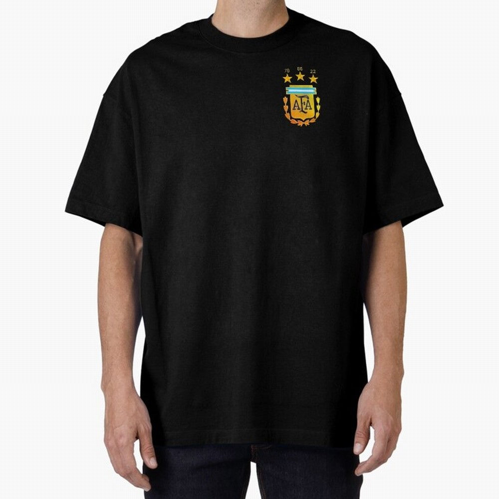 AFA ARGENTINA CHAMPION QATAR 2022 3 STARS Oversized T-Shirt Stand Out with Spirit from FIFA World Cup 2026 Group Stage Spirit, with Argentina and Brazil, Haaland and Mbappe, Match Day Excitement, Supporter Culture, Golden Goals and Global Football