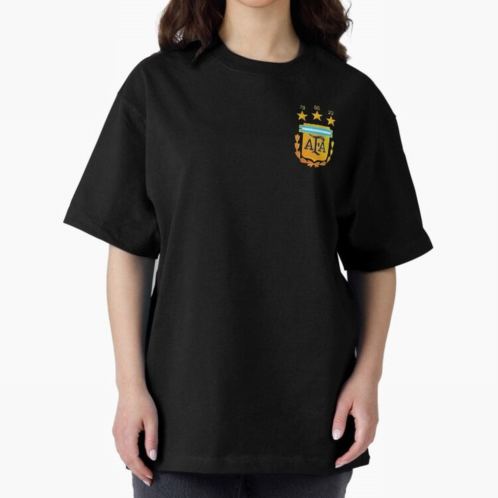 AFA ARGENTINA CHAMPION QATAR 2022 3 STARS Oversized T-Shirt Stand Out with Spirit from FIFA World Cup 2026 Group Stage Spirit, with Argentina and Brazil, Haaland and Mbappe, Match Day Excitement, Supporter Culture, Golden Goals and Global Football