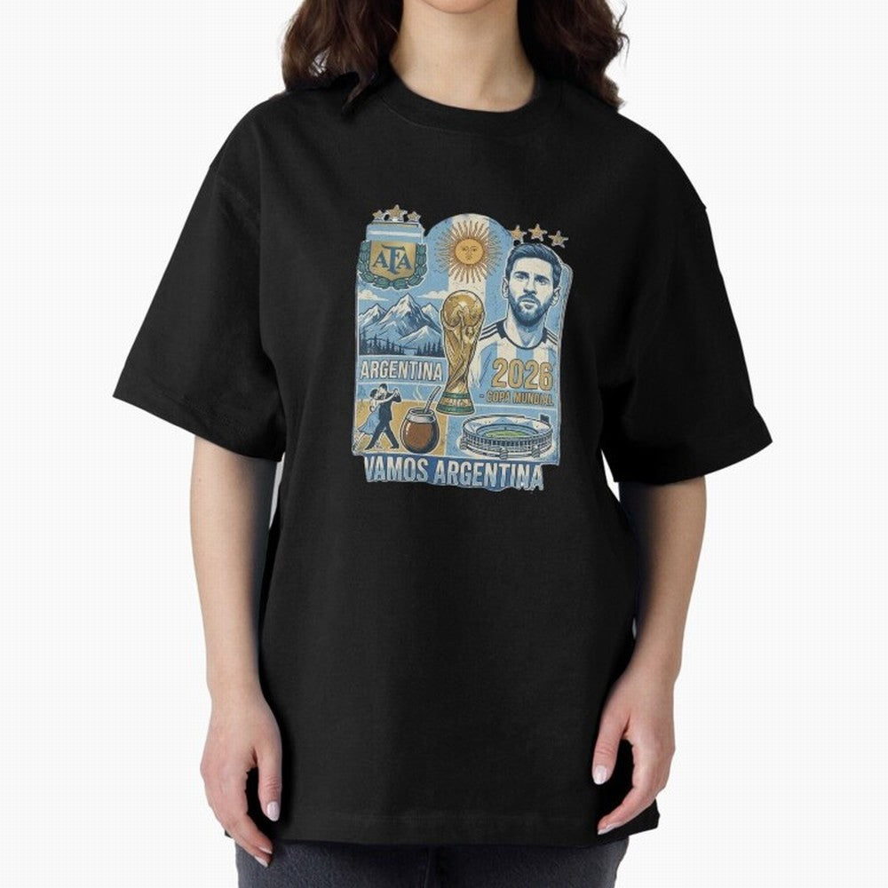 Argentina 2026 ¨C Copa Mundial Spirit Classic T-Shirt Cheer through Every Moment of Global Football Passion for FIFA World Cup 2026 Group Stage, Centered on Messi and Cristiano Ronaldo, Spain and Netherlands, Global Supporter Spirit, Legendary