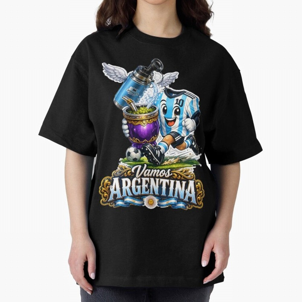 Cancha & Mate Dreams ¨C Argentina Football Heritage - Argentina Football Mate Mascot - Messi 10 Soccer Fan Art Classic T-Shirt Upgrade FIFA World Cup 2026 USA Canada Mexico Inspired by Messi and Cristiano Ronaldo, Spain and Netherlands Energy,