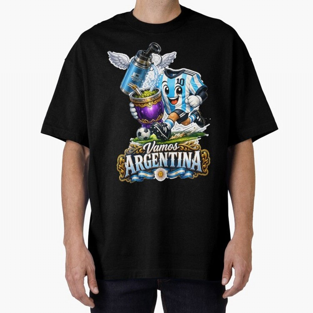 Cancha & Mate Dreams ¨C Argentina Football Heritage - Argentina Football Mate Mascot - Messi 10 Soccer Fan Art Classic T-Shirt Upgrade FIFA World Cup 2026 USA Canada Mexico Inspired by Messi and Cristiano Ronaldo, Spain and Netherlands Energy,
