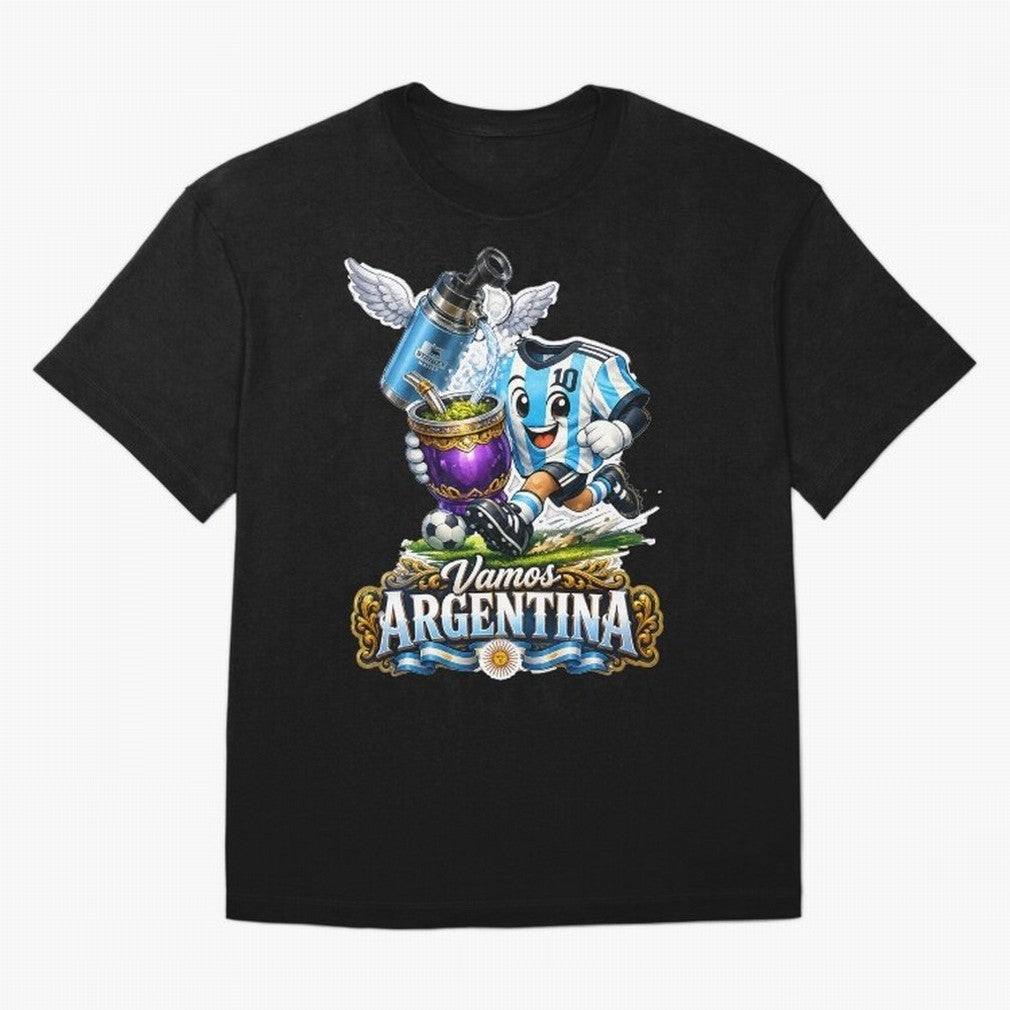 Cancha & Mate Dreams ¨C Argentina Football Heritage - Argentina Football Mate Mascot - Messi 10 Soccer Fan Art Classic T-Shirt Upgrade FIFA World Cup 2026 USA Canada Mexico Inspired by Messi and Cristiano Ronaldo, Spain and Netherlands Energy,
