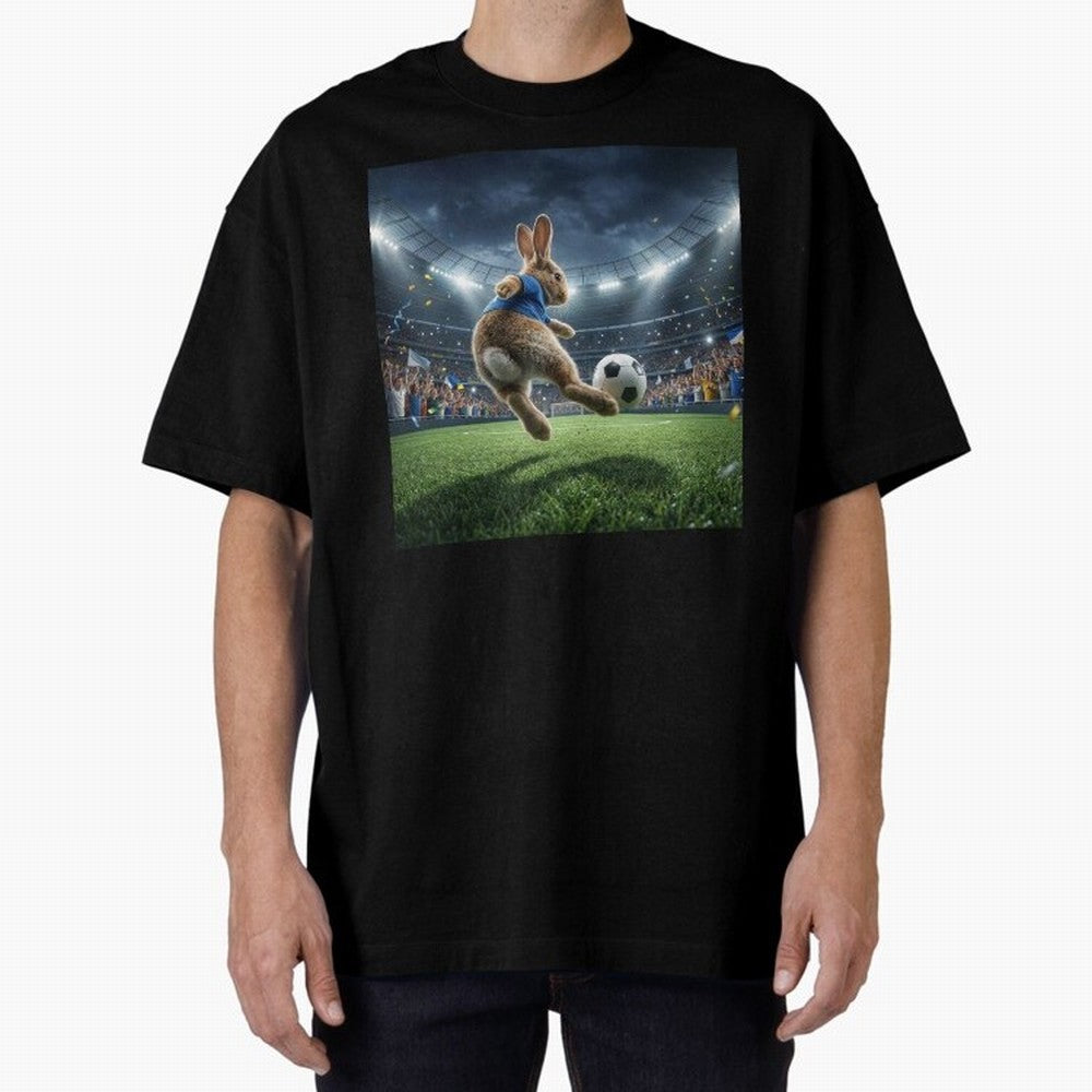 Rabbit Is Veritable Messi on the Soccer Pitch Oversized T-Shirt Spotlight FIFA World Cup 2026 Group Stage Spirit, Centered on England, Mbappe, Global Supporter Spirit, Legendary Goals, National Colors and Tournament Celebration; Perfect for People