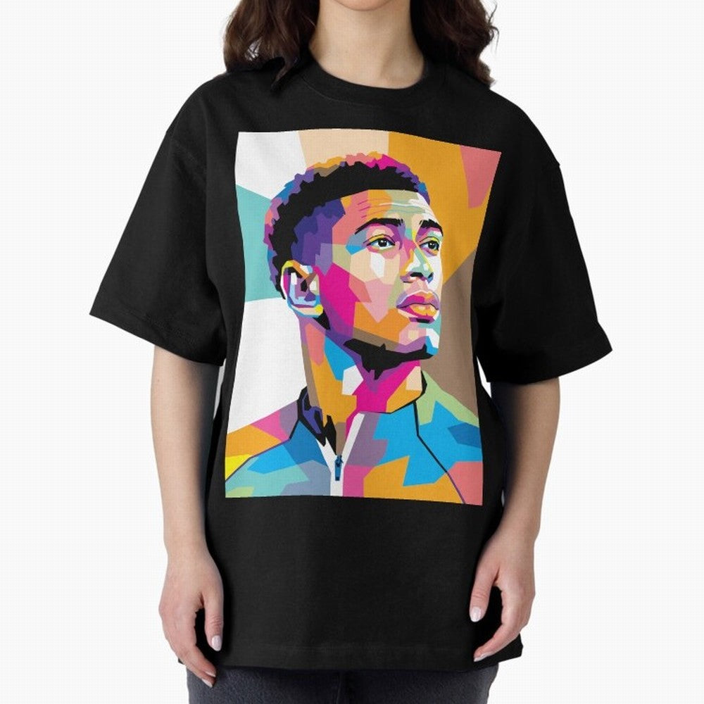 Jude Bellingham in WPAP Style Classic T-Shirt Share the Excitement of FIFA World Cup 2026 for Fans of Messi, CR7 and Mbappe and Spain and Netherlands, Bringing Sports Nostalgia, International Competition, Famous Players and Unforgettable Victories;