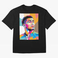 Jude Bellingham in WPAP Style Classic T-Shirt Share the Excitement of FIFA World Cup 2026 for Fans of Messi, CR7 and Mbappe and Spain and Netherlands, Bringing Sports Nostalgia, International Competition, Famous Players and Unforgettable Victories;