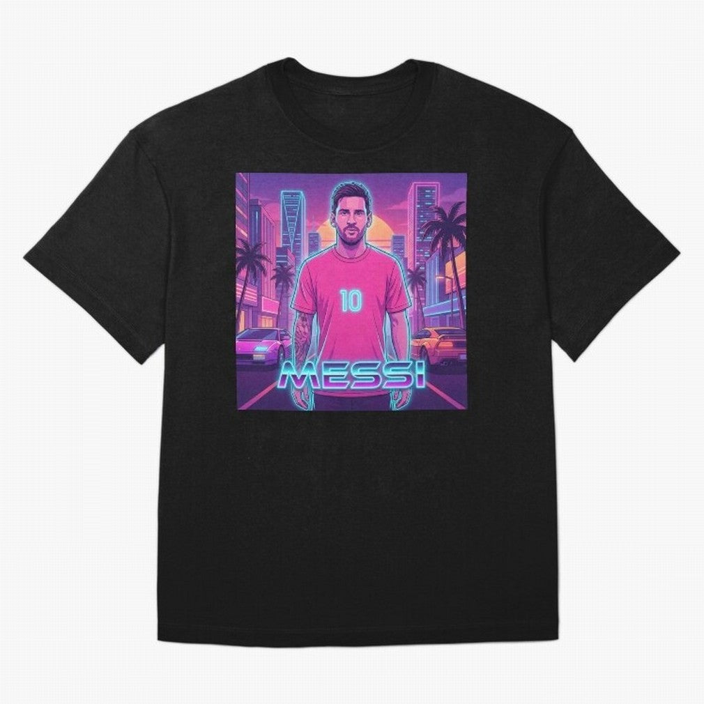 Inter Miami? Football Legend Messi Cyberpunk Retro Futurist Design (Version 3) Classic T-Shirt Celebrate the Road through Match Day Hype around FIFA World Cup 2026, Neymar, England and Germany, Global Supporter Spirit, Legendary Goals, National