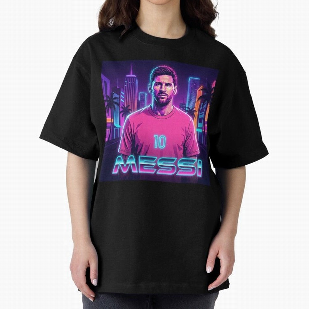 Inter Miami? Football Legend Messi Cyberpunk Retro Futurist Design (Version 4) Classic T-Shirt Honor the Beautiful Game during FIFA World Cup 2026 USA Canada Mexico for Fans of Mbappe and Neymar and Spain, Bringing Match Day Excitement, Supporter