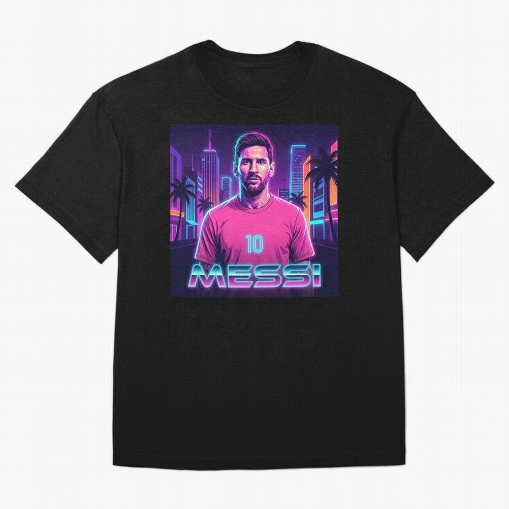 Inter Miami? Football Legend Messi Cyberpunk Retro Futurist Design (Version 4) Classic T-Shirt Honor the Beautiful Game during FIFA World Cup 2026 USA Canada Mexico for Fans of Mbappe and Neymar and Spain, Bringing Match Day Excitement, Supporter