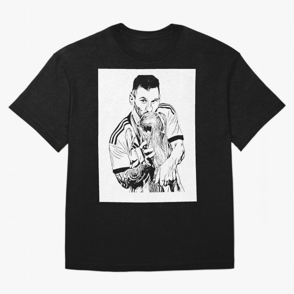 Drawing Leo Messi Classic T-Shirt Honor the Beautiful Game during the FIFA World Cup 2026 Journey through Messi, CR7 and Mbappe Highlights, Brazil, Portugal and Argentina Pride, Vintage Soccer Flavor, Modern Football Stars, National Flags and Final