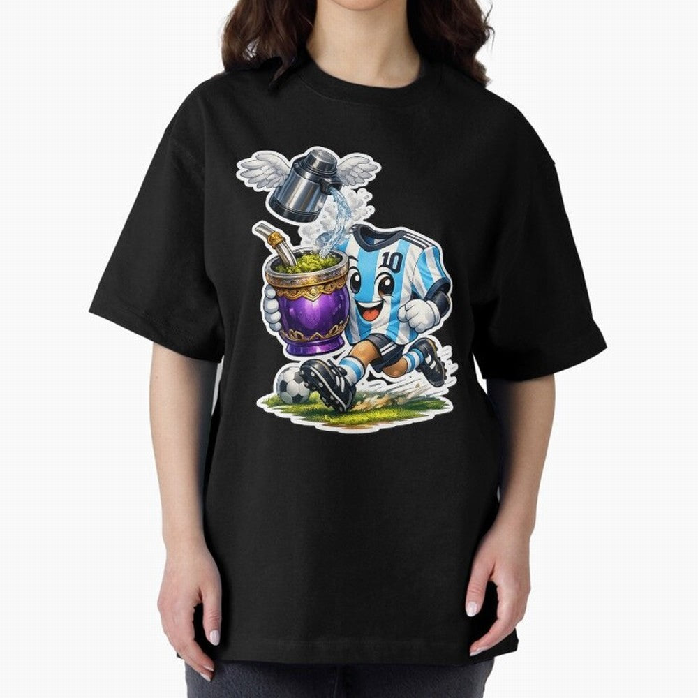 Vamos Argentina ¨C Mate & Football Forever - Argentina Football Mate Mascot - Messi 10 Soccer Fan Art Classic T-Shirt Cheer for the FIFA World Cup 2026 Group Stage Journey through Cristiano Ronaldo Highlights, Argentina Pride, Sports Nostalgia,