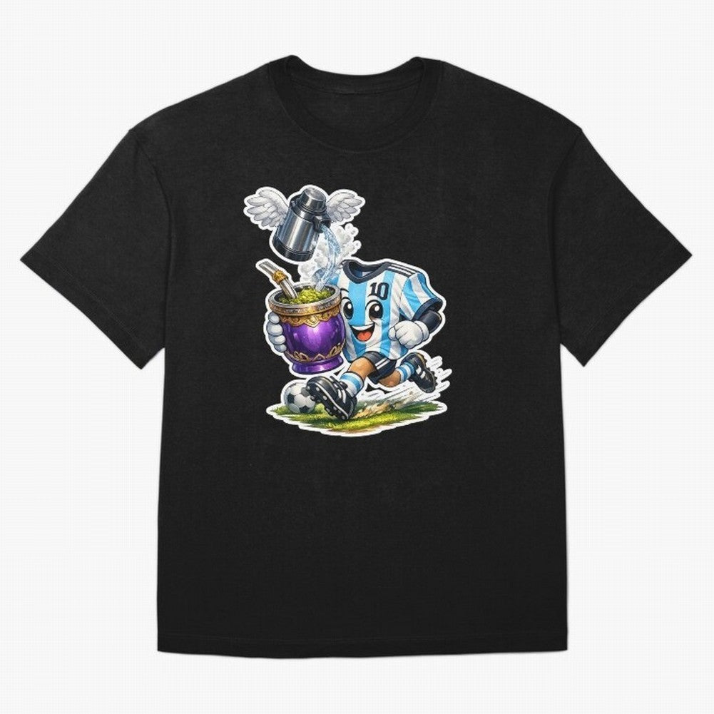 Vamos Argentina ¨C Mate & Football Forever - Argentina Football Mate Mascot - Messi 10 Soccer Fan Art Classic T-Shirt Cheer for the FIFA World Cup 2026 Group Stage Journey through Cristiano Ronaldo Highlights, Argentina Pride, Sports Nostalgia,
