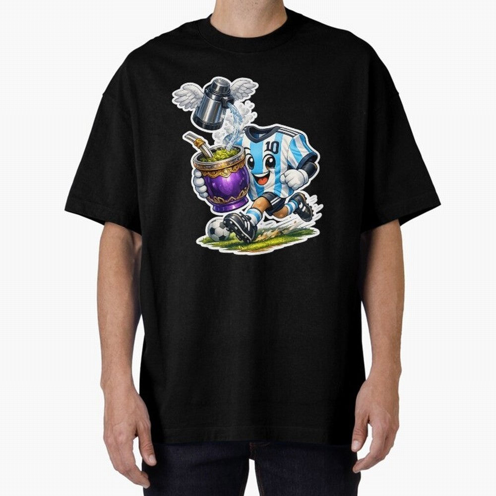 Vamos Argentina ¨C Mate & Football Forever - Argentina Football Mate Mascot - Messi 10 Soccer Fan Art Classic T-Shirt Cheer for the FIFA World Cup 2026 Group Stage Journey through Cristiano Ronaldo Highlights, Argentina Pride, Sports Nostalgia,
