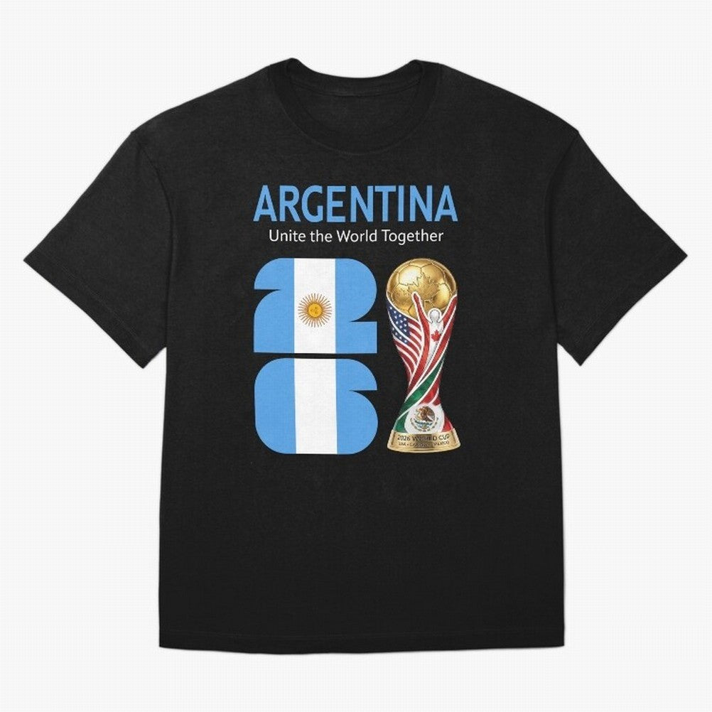 World Cup 2026, ARGENTINA Oversized T-Shirt Showcase Global Football Passion for FIFA World Cup 2026 USA Canada Mexico, with Messi, CR7 and Mbappe, Spain and Netherlands, Vintage Soccer Flavor, Modern Football Stars, National Flags and Final Night