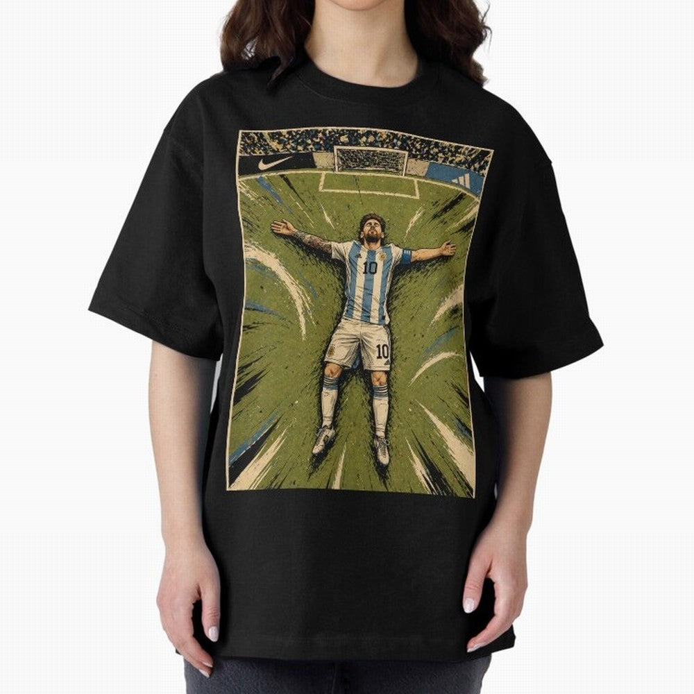 Messi Argentine Football Legend Celebration Poster | Vintage Comic Soccer Champion Art Classic T-Shirt Capture Stadium Memories from FIFA World Cup 2026 USA Canada Mexico Made for Cristiano Ronaldo, Haaland and CR7, Netherlands Energy, Soccer