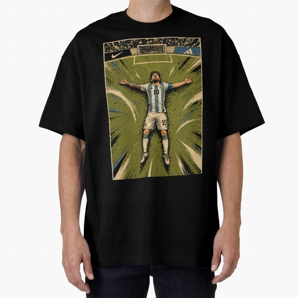 Messi Argentine Football Legend Celebration Poster | Vintage Comic Soccer Champion Art Classic T-Shirt Capture Stadium Memories from FIFA World Cup 2026 USA Canada Mexico Made for Cristiano Ronaldo, Haaland and CR7, Netherlands Energy, Soccer