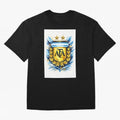 Argentina champions AFA crest gold blue soccer design Oversized T-Shirt Showcase the FIFA World Cup 2026 USA Canada Mexico Journey through CR7 and Messi Highlights, Germany Pride, Football Passion, Legendary Performances, Festival Vibes and