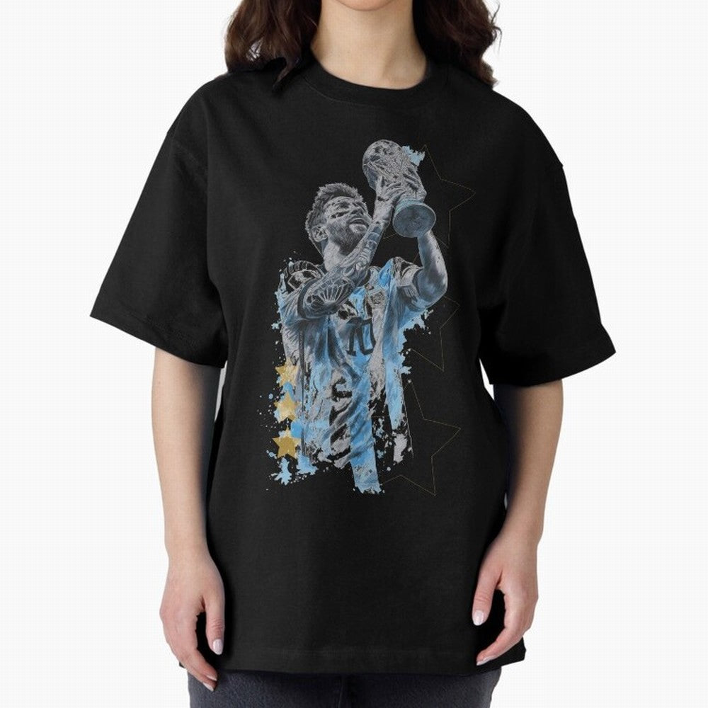 Messi with the World Cup Classic T-Shirt Carry the Colors and Pride of FIFA World Cup 2026 Centered on Messi, Neymar and Mbappe, France and Portugal Energy, Football Festival Excitement, Trophy Ambitions, Country Rivalries and Star Player Buzz;
