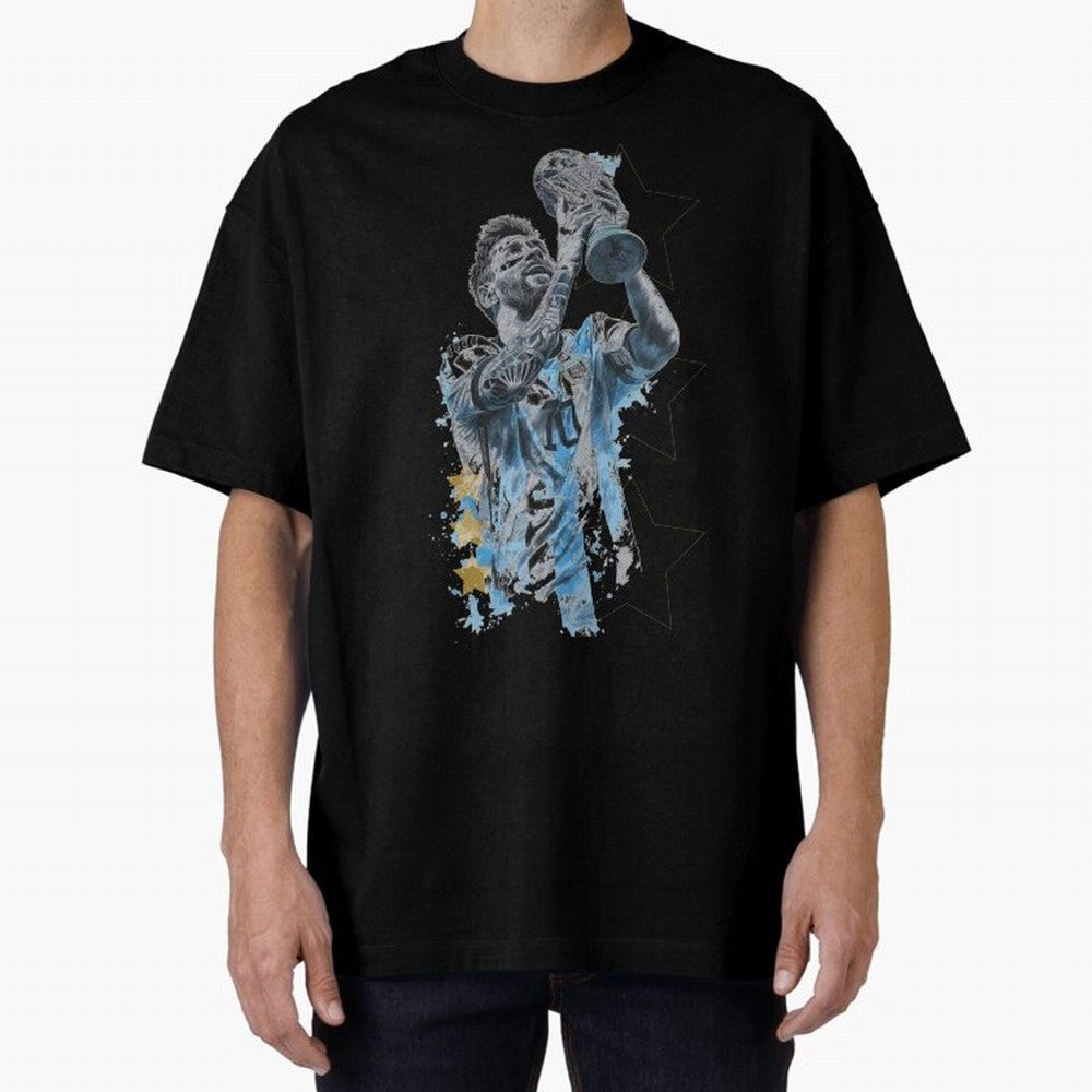 Messi with the World Cup Classic T-Shirt Carry the Colors and Pride of FIFA World Cup 2026 Centered on Messi, Neymar and Mbappe, France and Portugal Energy, Football Festival Excitement, Trophy Ambitions, Country Rivalries and Star Player Buzz;