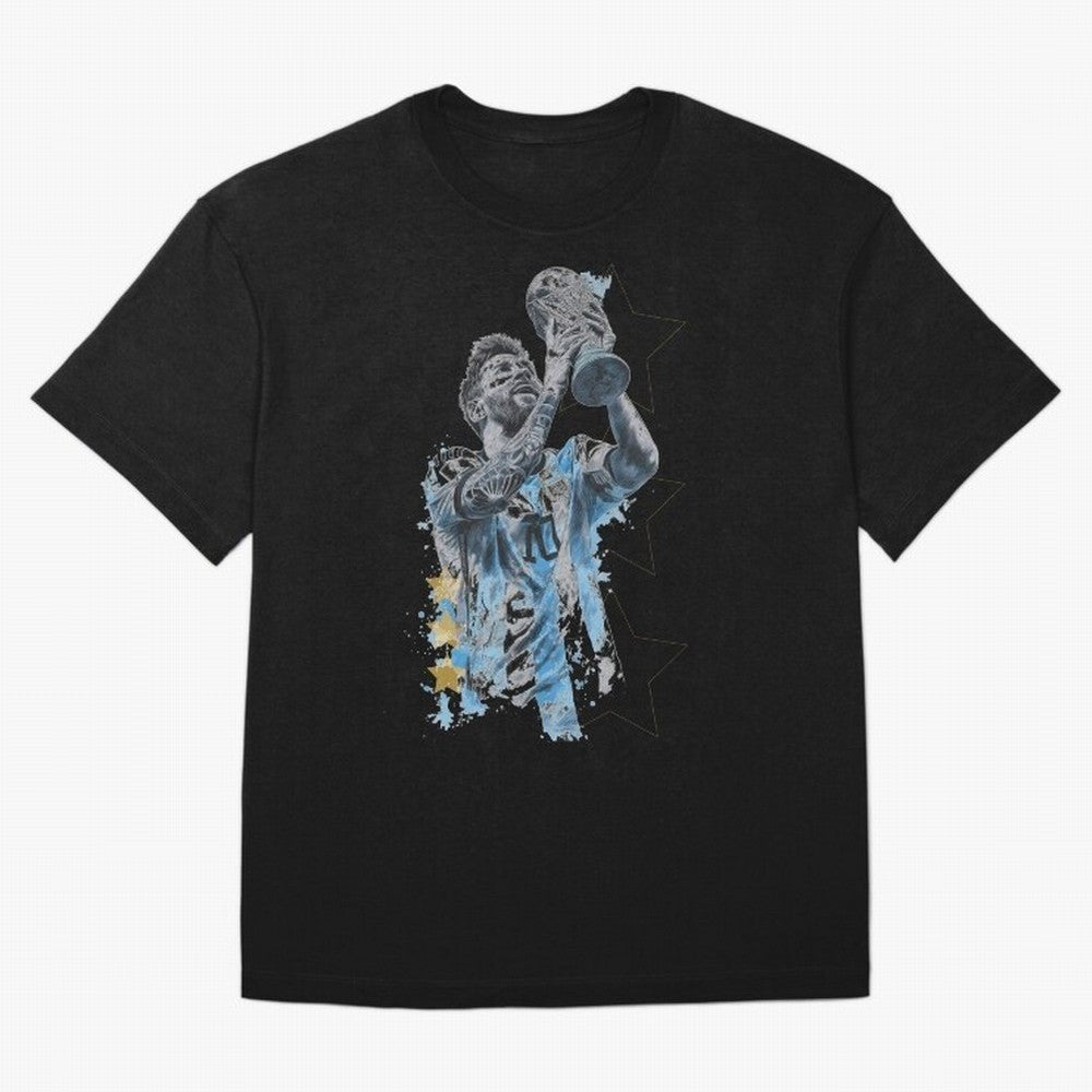 Messi with the World Cup Classic T-Shirt Carry the Colors and Pride of FIFA World Cup 2026 Centered on Messi, Neymar and Mbappe, France and Portugal Energy, Football Festival Excitement, Trophy Ambitions, Country Rivalries and Star Player Buzz;