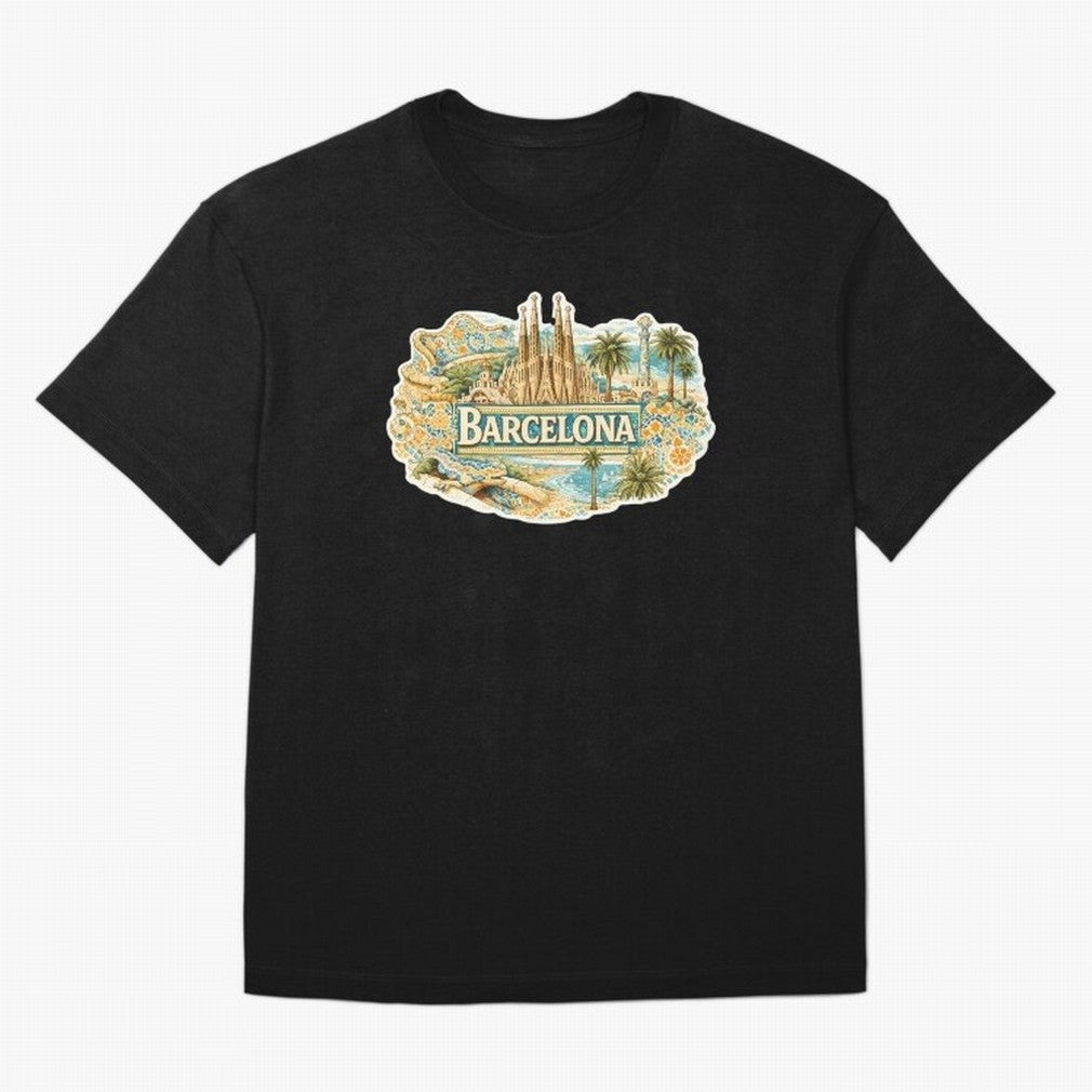 Barcelona Souvenir Sagrada Familia and Mosaic Design Oversized T-Shirt Celebrate Rivalries and Pride in the FIFA World Cup 2026 USA Canada Mexico Journey through Neymar, Haaland and Cristiano Ronaldo Highlights, Portugal Pride, Football History,