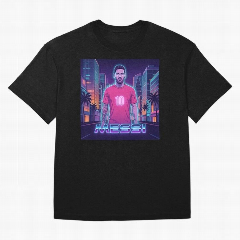 Inter Miami Football Legend Messi Cyberpunk Retro Futurist Design Classic T-Shirt Back the Journey through FIFA World Cup 2026 USA Canada Mexico Capturing Mbappe and Neymar, Portugal Energy, Global Supporter Spirit, Legendary Goals, National Colors