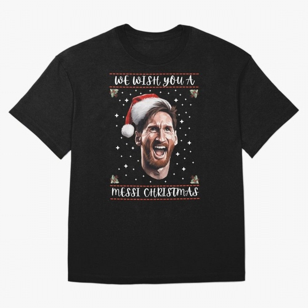 Messi Christmas Funny Football Holiday Classic T-Shirt Embrace FIFA World Cup 2026 USA Canada Mexico Filled with Neymar, France and Portugal Energy, Vintage Soccer Flavor, Modern Football Stars, National Flags and Final Night Emotion; Ideal for