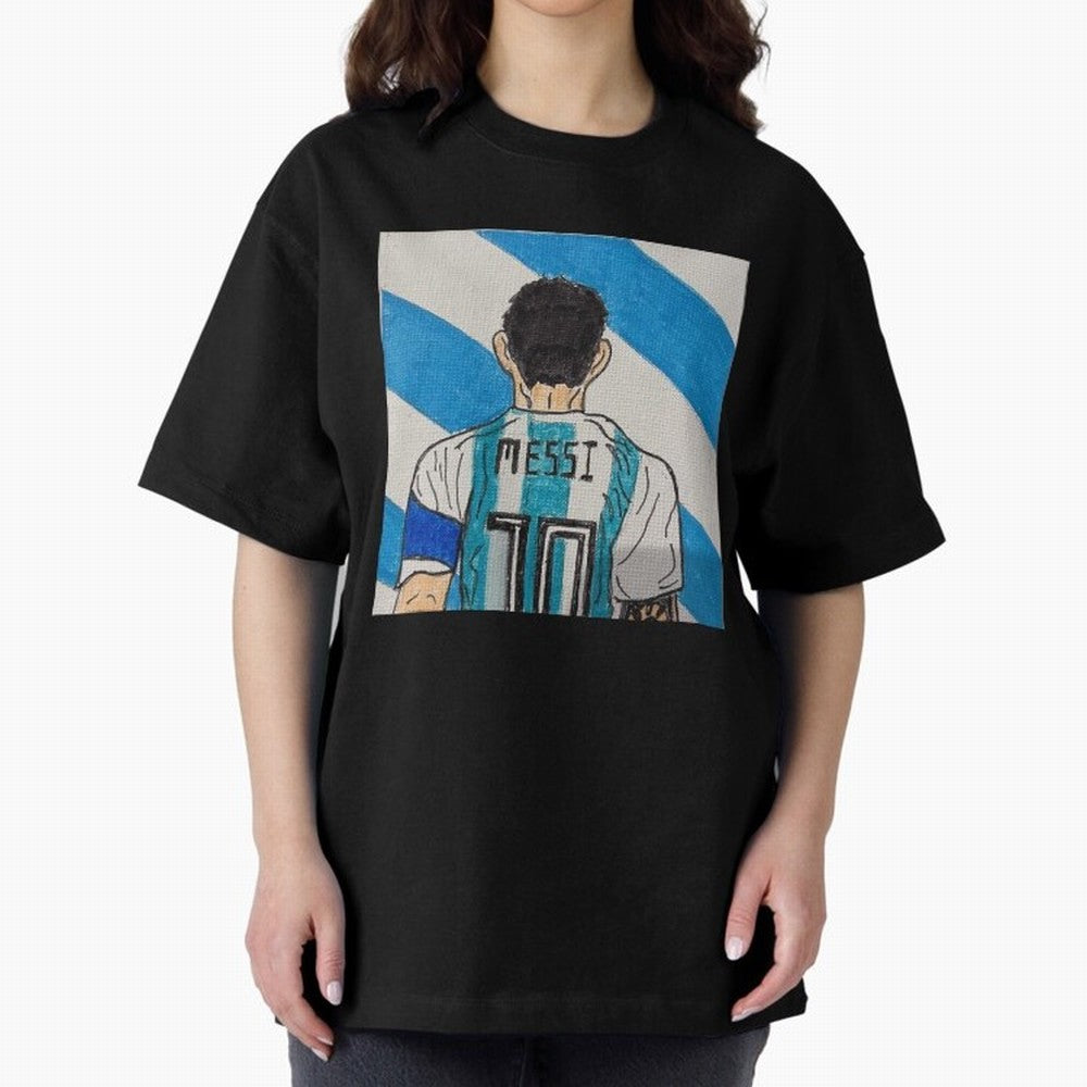 Messi Artwork Oversized T-Shirt Feel the Heartbeat of FIFA World Cup 2026 Spirit, with Portugal, Spain and Germany, Cristiano Ronaldo, Haaland and CR7, Stadium Memories, Football Loyalty, International Chants and Championship Tradition; Perfect for