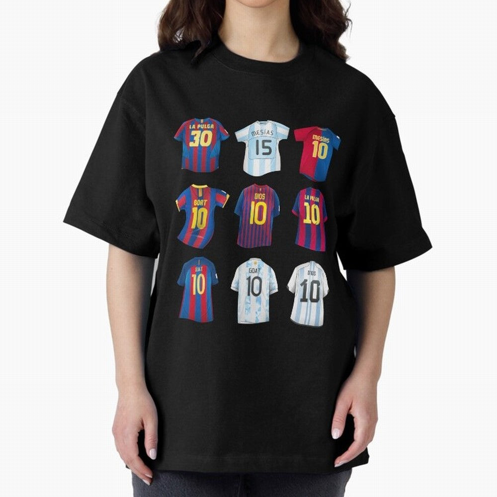 Messi Era Football Jerseys Oversized T-Shirt Celebrate Unforgettable Nights in FIFA World Cup 2026 USA Canada Mexico Spirit, Connected to Spain, Neymar, Worldwide Fan Energy, Dramatic Goals, Stadium Lights and Championship Celebrations; Perfect for