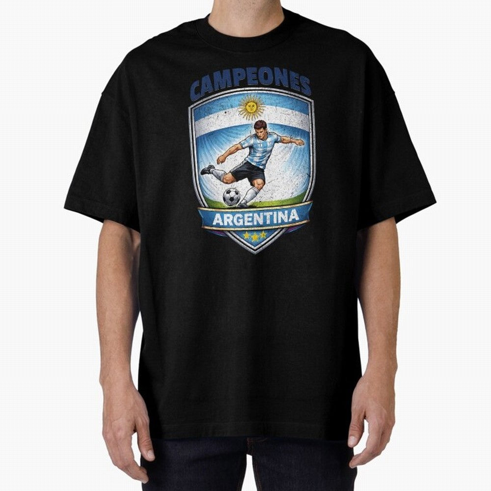 Argentina Vintage Soccer Badge - Campeones 3 Stars Essential T-Shirt Back the Journey through Match Day Hype around FIFA World Cup 2026 Group Stage, Haaland and Mbappe, Germany, Global Supporter Spirit, Legendary Goals, National Colors and