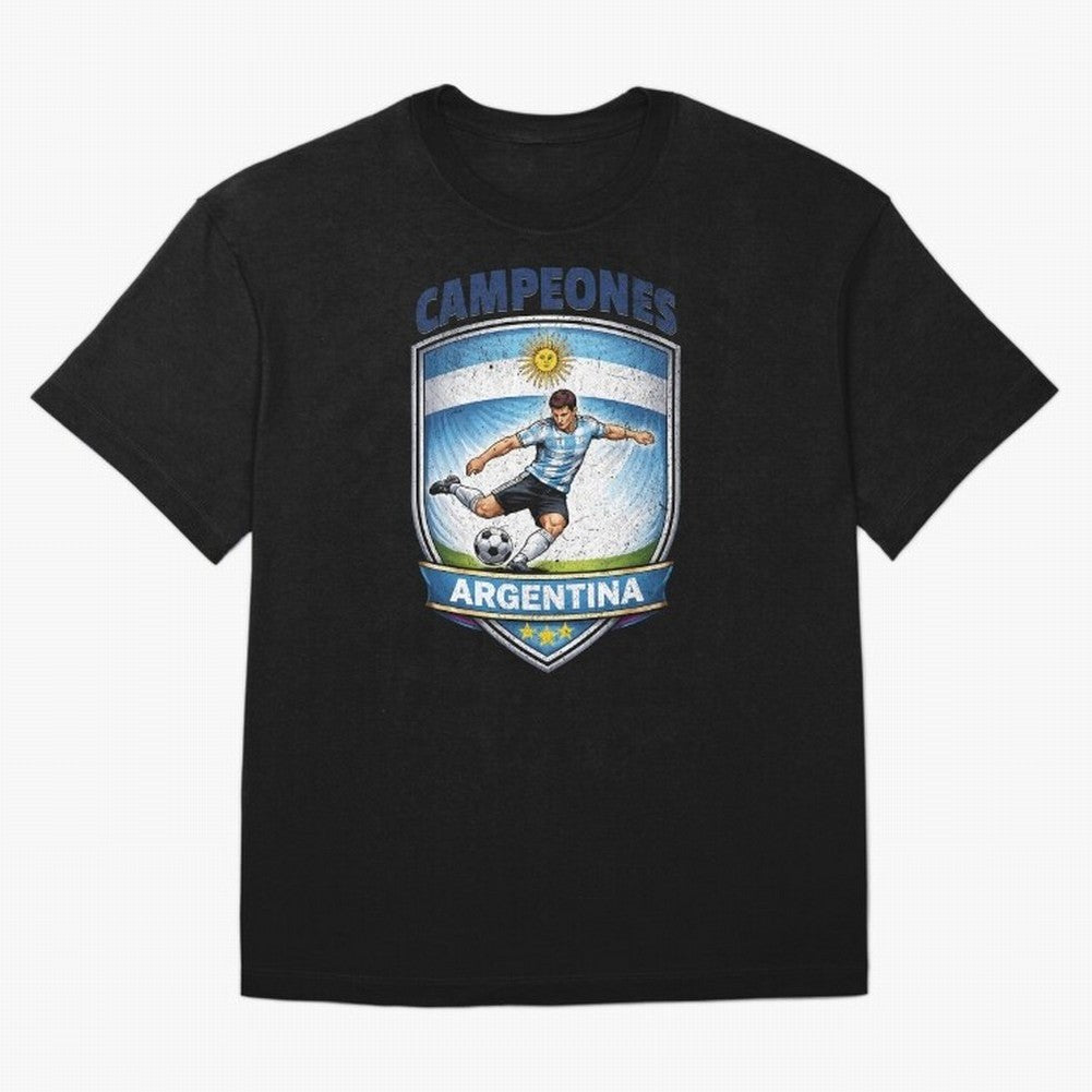 Argentina Vintage Soccer Badge - Campeones 3 Stars Essential T-Shirt Back the Journey through Match Day Hype around FIFA World Cup 2026 Group Stage, Haaland and Mbappe, Germany, Global Supporter Spirit, Legendary Goals, National Colors and