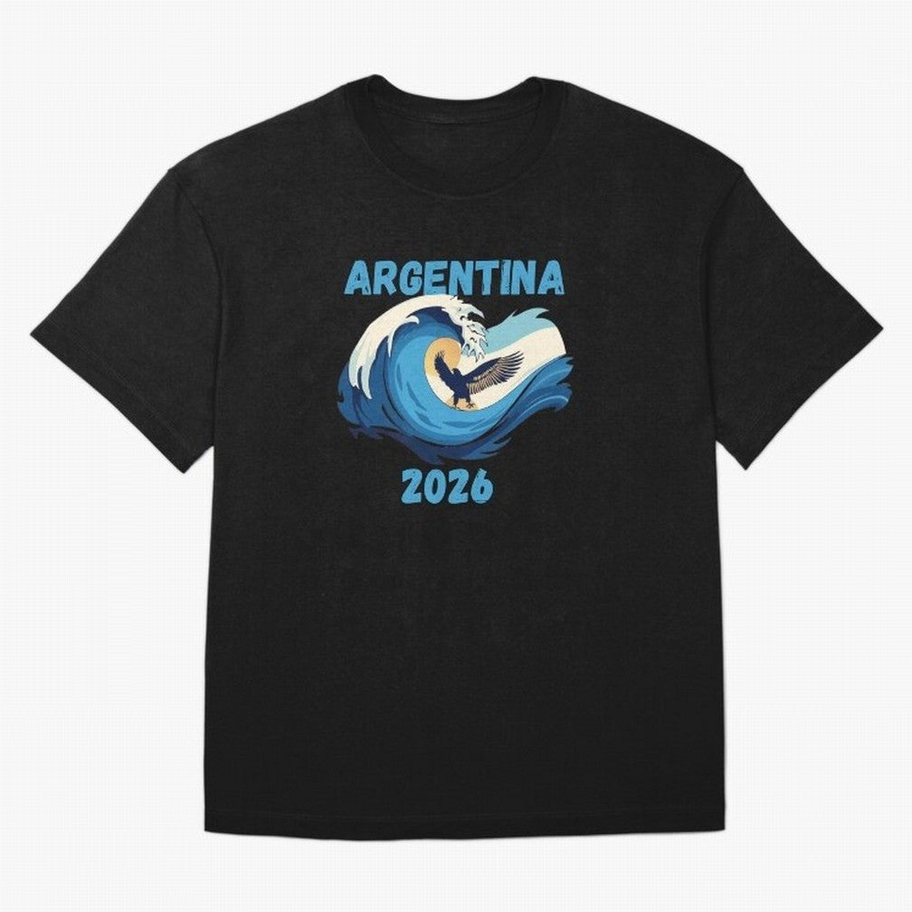 Camiseta y Calcoman¨ªa Argentina - Dise?o Bandera Albiceleste para Hinchas. Oversized T-Shirt Celebrate the Next Chapter of the FIFA World Cup 2026 Journey through Messi Highlights, Argentina Pride, Worldwide Fan Energy, Dramatic Goals, Stadium