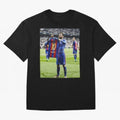 Lional Messi Poster Design Oversized T-Shirt Feel the Trophy Chase of FIFA World Cup 2026 for Fans of Messi and Argentina, France and Brazil, Bringing Sports Nostalgia, International Competition, Famous Players and Unforgettable Victories; Ideal